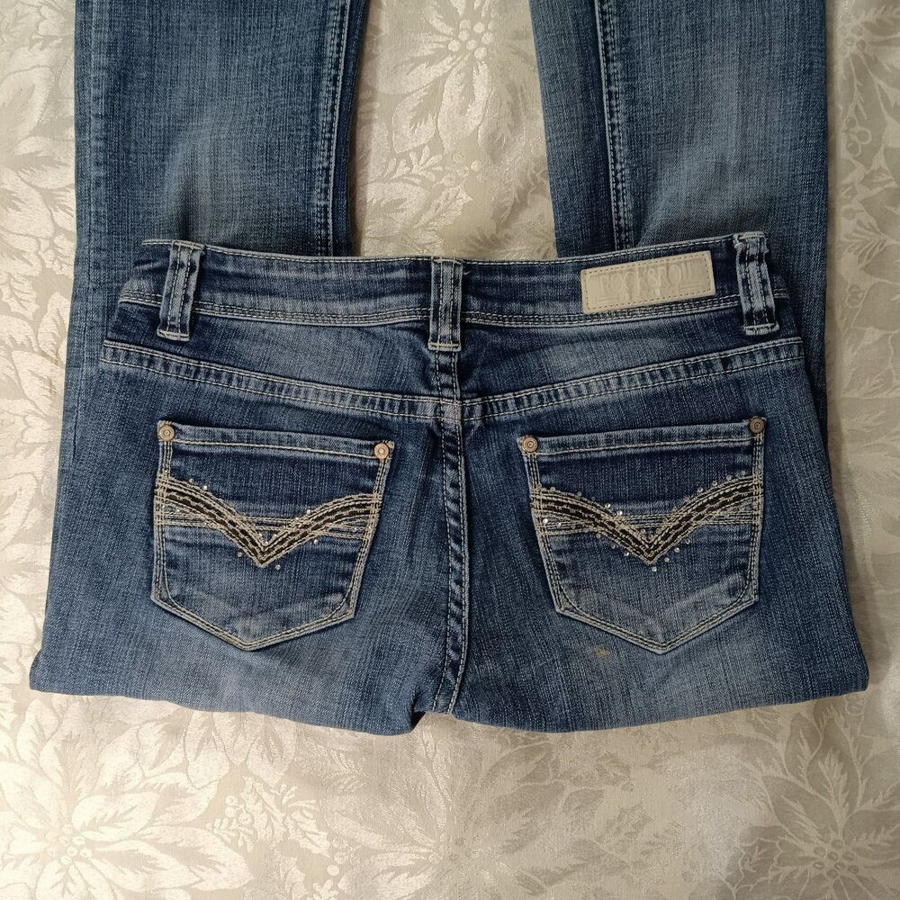 Rock & Roll Cowgirl Jeans Womens 27X32 Denim Rival Lowrise Bootcut Stretch Y2K